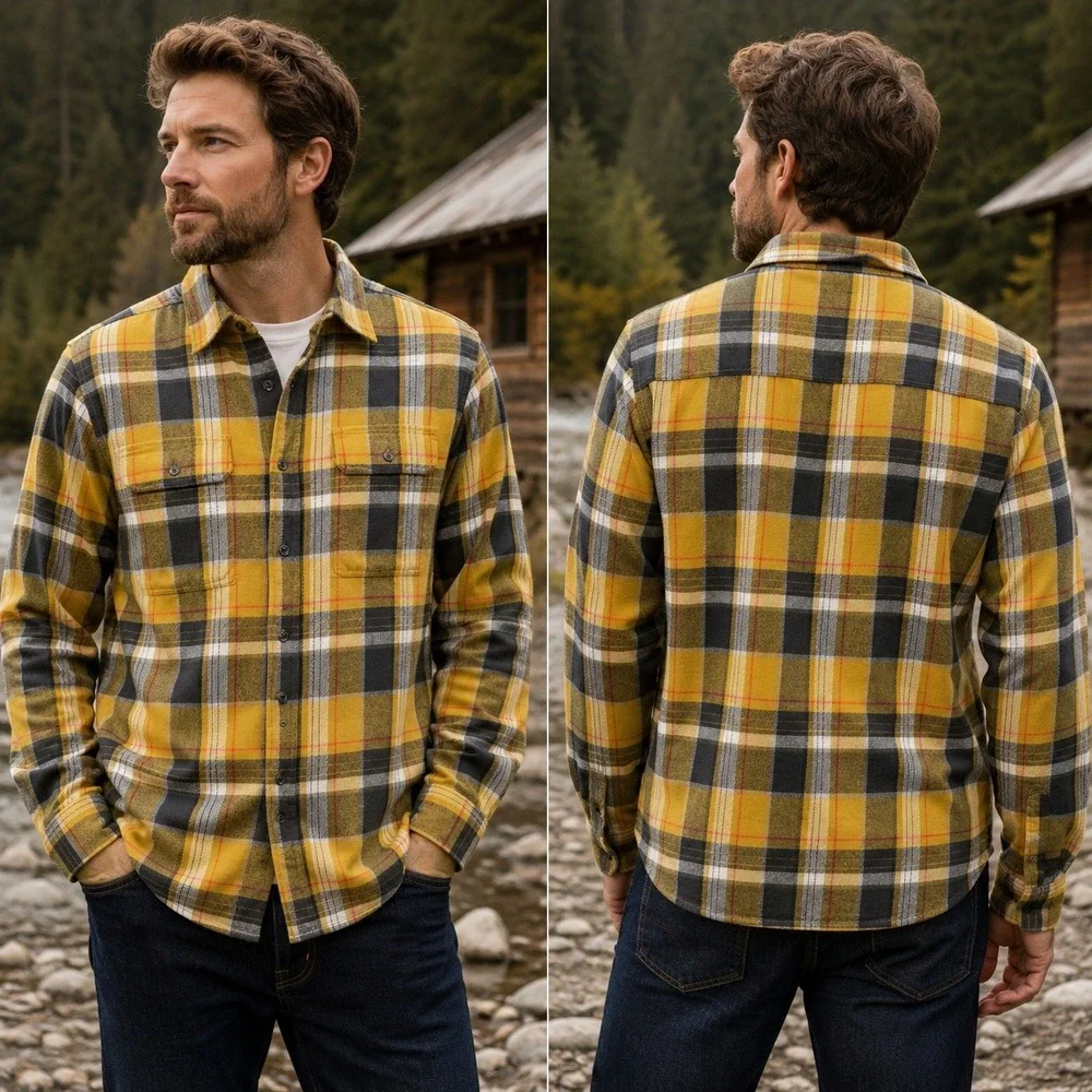 The‎ North Face Arroyo Flannel Shirt Mens Medium Yellow Plaid NF0A4QPJ F22